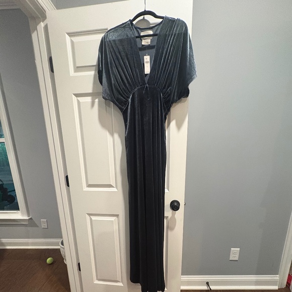BHLDN Velvet green maxi dress - Picture 1 of 5